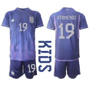 Argentina Nicolas Otamendi #19 Replica Away Stadium Kit for Kids World Cup 2022 Short Sleeve (+ pants)